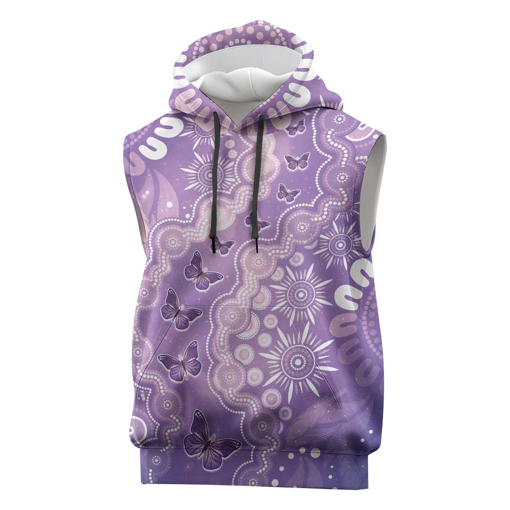 Australia Epilepsy Awareness Sleeveless Hoodie Purple Butterflies Aboriginal