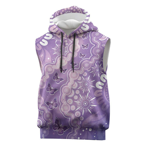 Australia Epilepsy Awareness Sleeveless Hoodie Purple Butterflies Aboriginal