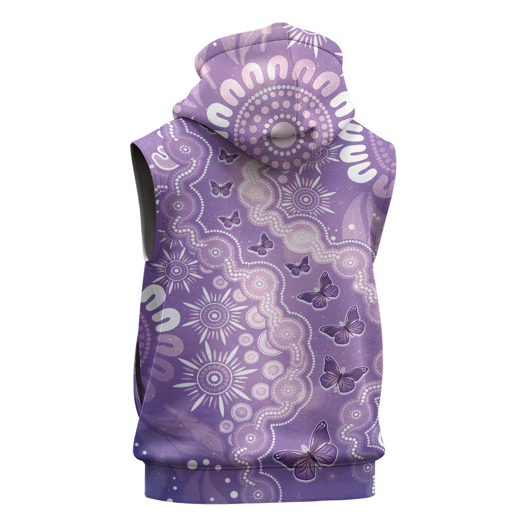 Australia Epilepsy Awareness Sleeveless Hoodie Purple Butterflies Aboriginal