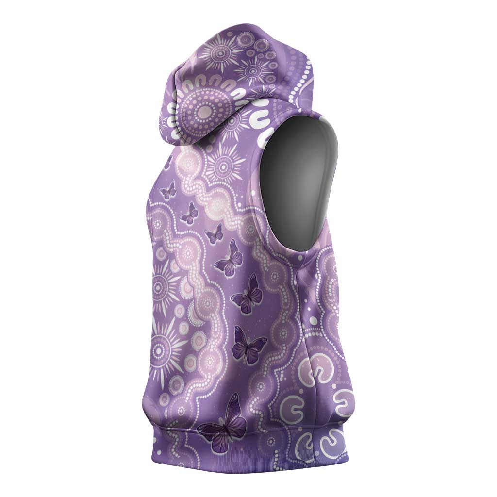 Australia Epilepsy Awareness Sleeveless Hoodie Purple Butterflies Aboriginal