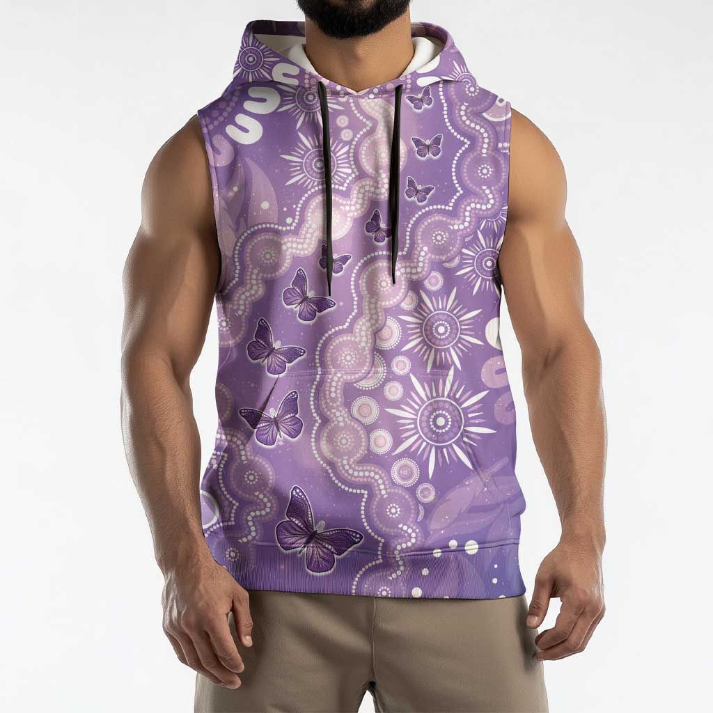 Australia Epilepsy Awareness Sleeveless Hoodie Purple Butterflies Aboriginal