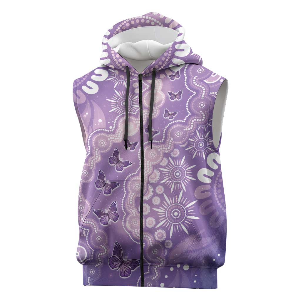 Australia Epilepsy Awareness Sleeveless Zip Hoodie Purple Butterflies Aboriginal