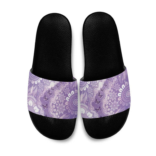 Australia Epilepsy Awareness Slide Sandals Purple Butterflies Aboriginal
