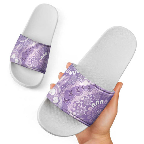 Australia Epilepsy Awareness Slide Sandals Purple Butterflies Aboriginal