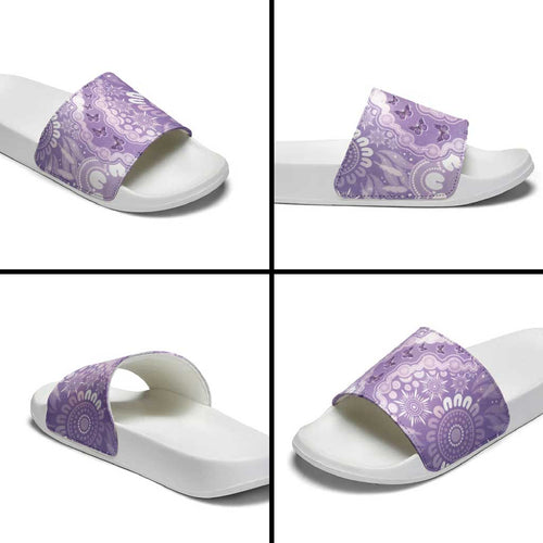 Australia Epilepsy Awareness Slide Sandals Purple Butterflies Aboriginal