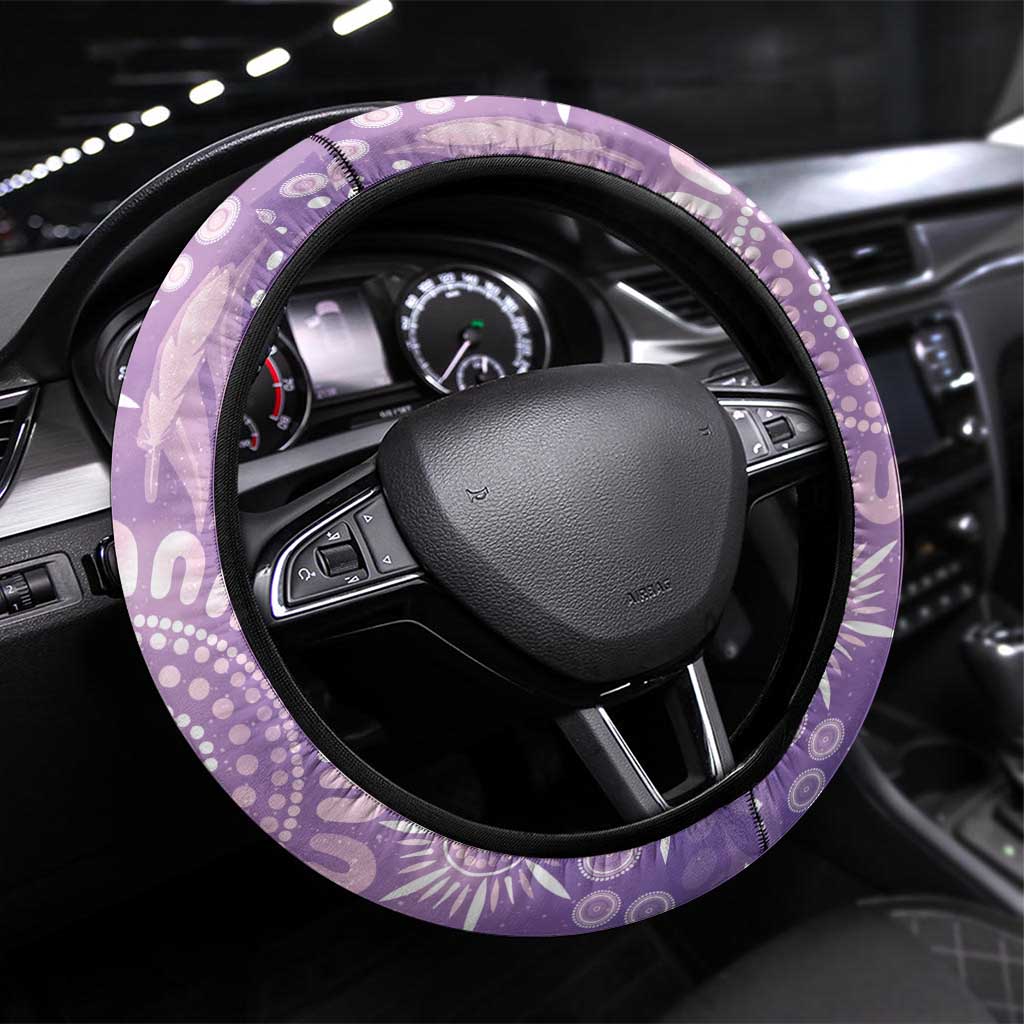 Australia Epilepsy Awareness Steering Wheel Cover Purple Butterflies Aboriginal