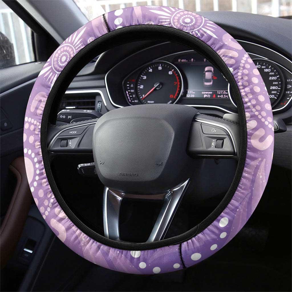 Australia Epilepsy Awareness Steering Wheel Cover Purple Butterflies Aboriginal