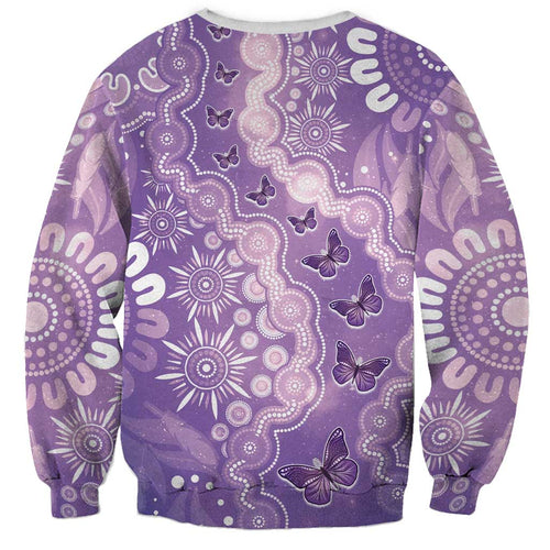 Australia Epilepsy Awareness Sweatshirt Purple Butterflies Aboriginal