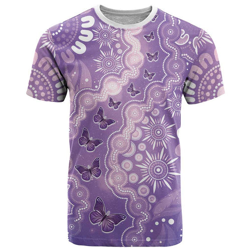 Australia Epilepsy Awareness T Shirt Purple Butterflies Aboriginal