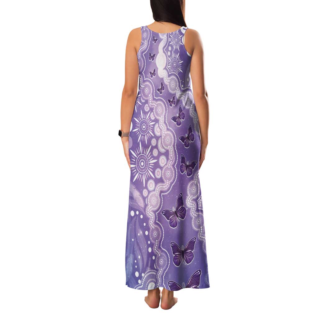 Australia Epilepsy Awareness Tank Maxi Dress Purple Butterflies Aboriginal