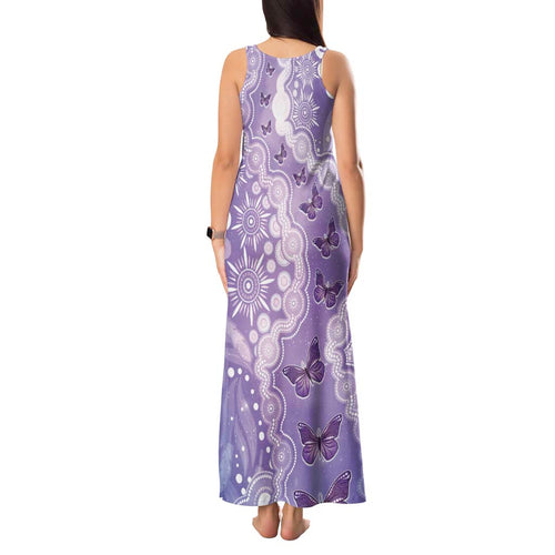 Australia Epilepsy Awareness Tank Maxi Dress Purple Butterflies Aboriginal