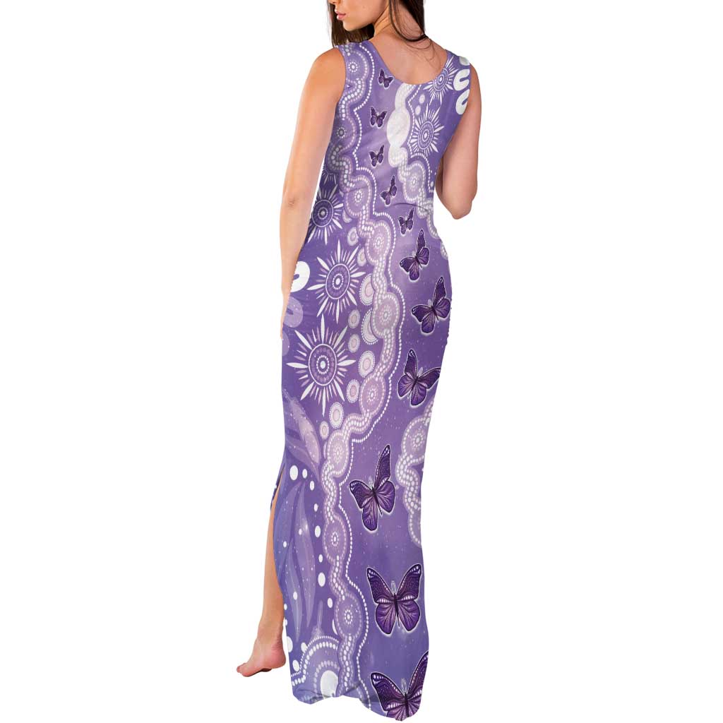 Australia Epilepsy Awareness Tank Maxi Dress Purple Butterflies Aboriginal