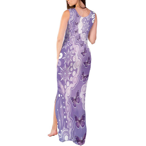 Australia Epilepsy Awareness Tank Maxi Dress Purple Butterflies Aboriginal