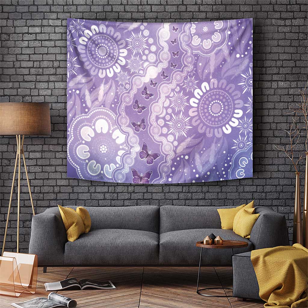 Australia Epilepsy Awareness Tapestry Purple Butterflies Aboriginal