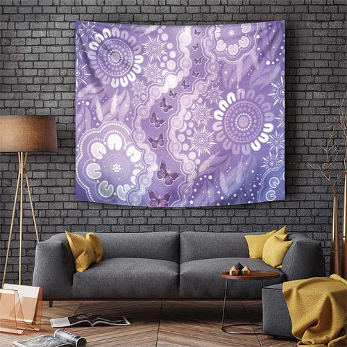 Australia Epilepsy Awareness Tapestry Purple Butterflies Aboriginal