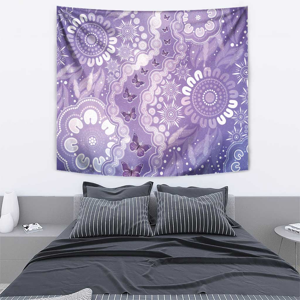 Australia Epilepsy Awareness Tapestry Purple Butterflies Aboriginal
