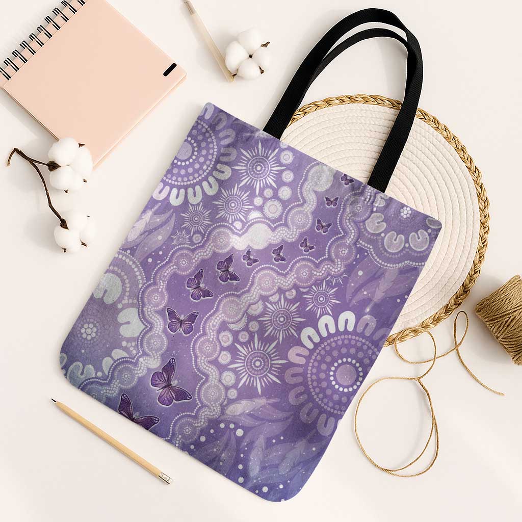 Australia Epilepsy Awareness Tote Bag Purple Butterflies Aboriginal