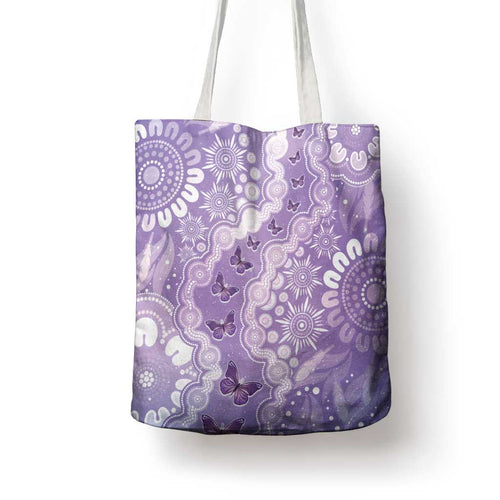 Australia Epilepsy Awareness Tote Bag Purple Butterflies Aboriginal