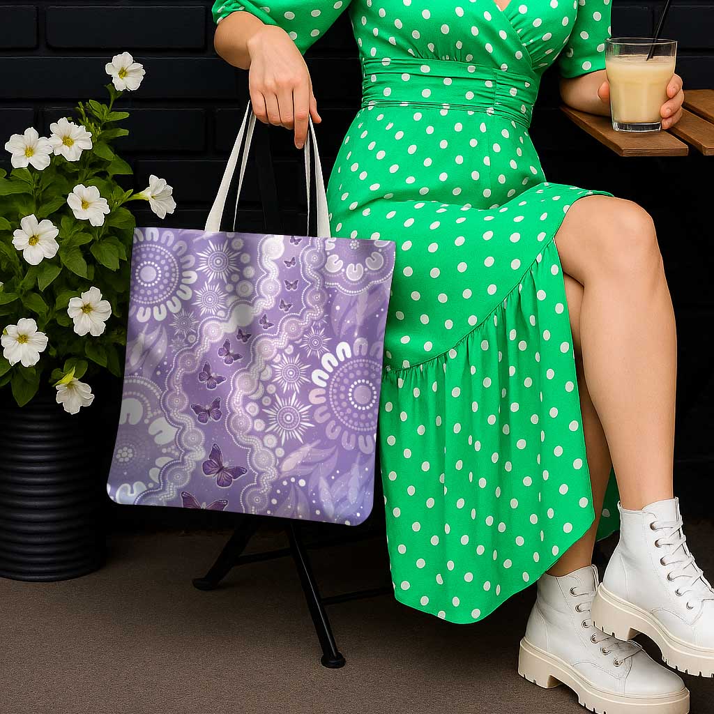 Australia Epilepsy Awareness Tote Bag Purple Butterflies Aboriginal