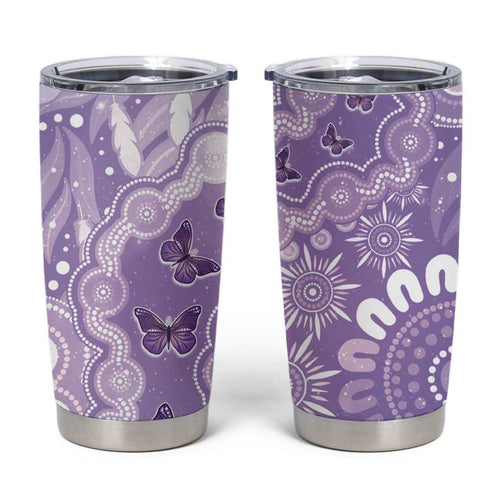 Australia Epilepsy Awareness Tumbler Cup Purple Butterflies Aboriginal