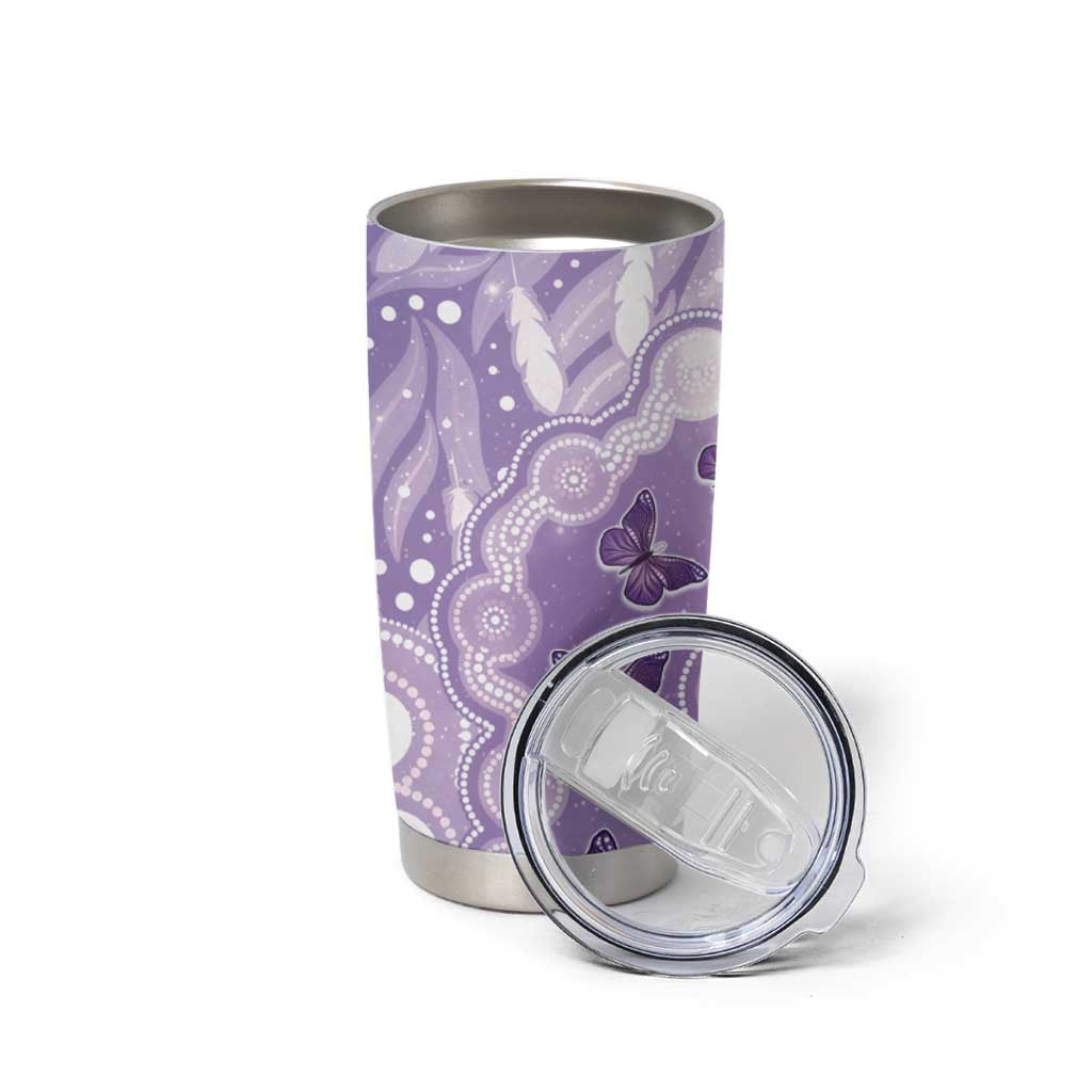 Australia Epilepsy Awareness Tumbler Cup Purple Butterflies Aboriginal