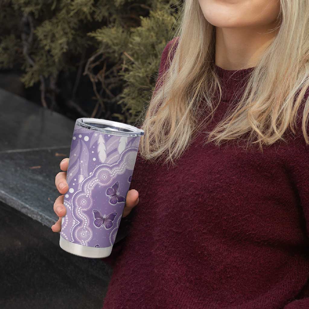 Australia Epilepsy Awareness Tumbler Cup Purple Butterflies Aboriginal