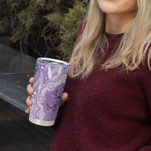 Australia Epilepsy Awareness Tumbler Cup Purple Butterflies Aboriginal
