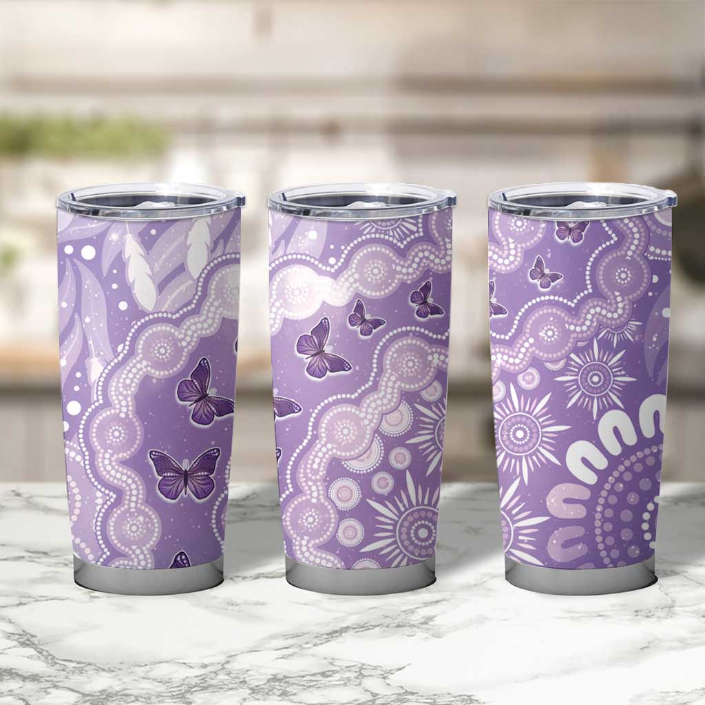 Australia Epilepsy Awareness Tumbler Cup Purple Butterflies Aboriginal
