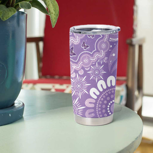 Australia Epilepsy Awareness Tumbler Cup Purple Butterflies Aboriginal