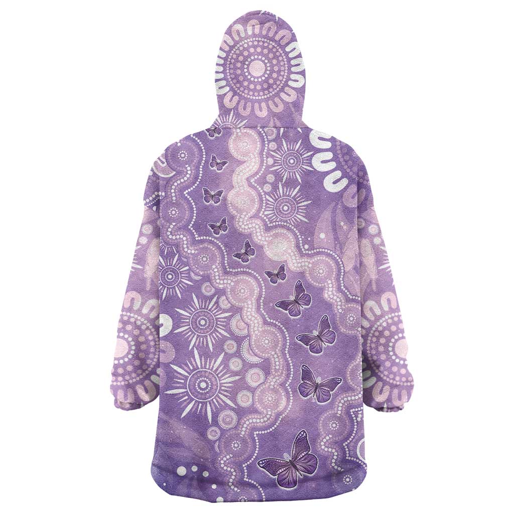 Australia Epilepsy Awareness Wearable Blanket Hoodie Purple Butterflies Aboriginal