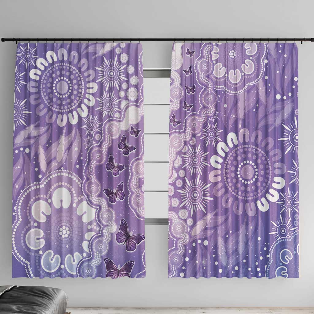 Australia Epilepsy Awareness Window Curtain Purple Butterflies Aboriginal