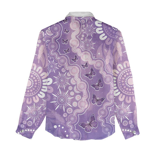 Australia Epilepsy Awareness Women Casual Shirt Purple Butterflies Aboriginal