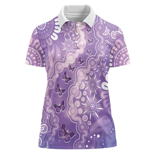 Australia Epilepsy Awareness Women Polo Shirt Purple Butterflies Aboriginal