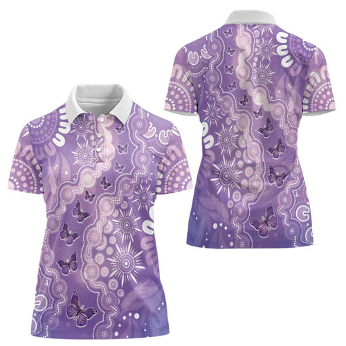 Australia Epilepsy Awareness Women Polo Shirt Purple Butterflies Aboriginal