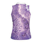 Australia Epilepsy Awareness Women Sleeveless Polo Shirt Purple Butterflies Aboriginal