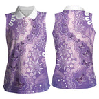 Australia Epilepsy Awareness Women Sleeveless Polo Shirt Purple Butterflies Aboriginal
