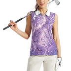 Australia Epilepsy Awareness Women Sleeveless Polo Shirt Purple Butterflies Aboriginal