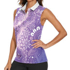 Australia Epilepsy Awareness Women Sleeveless Polo Shirt Purple Butterflies Aboriginal