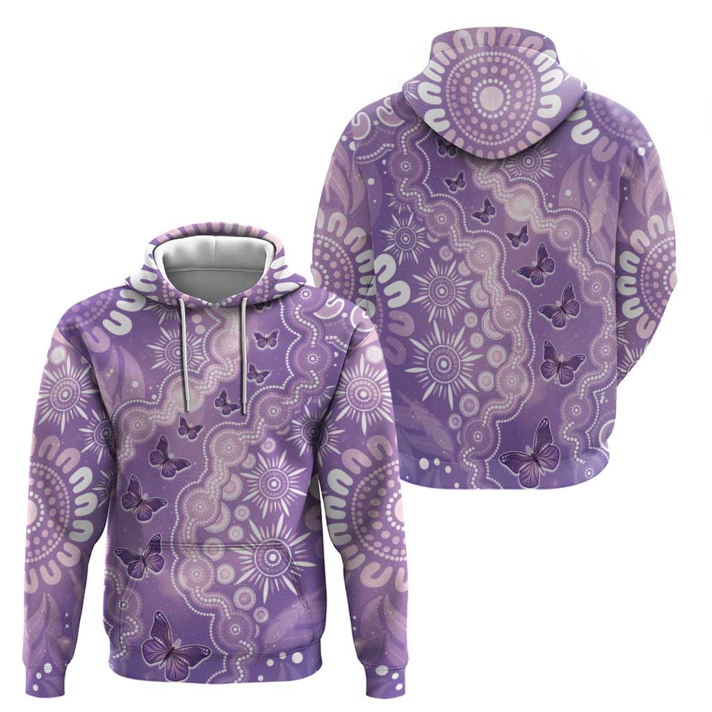 Australia Epilepsy Awareness Zip Hoodie Purple Butterflies Aboriginal