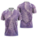 Australia Epilepsy Awareness Zipper Polo Shirt Purple Butterflies Aboriginal