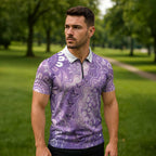 Australia Epilepsy Awareness Zipper Polo Shirt Purple Butterflies Aboriginal