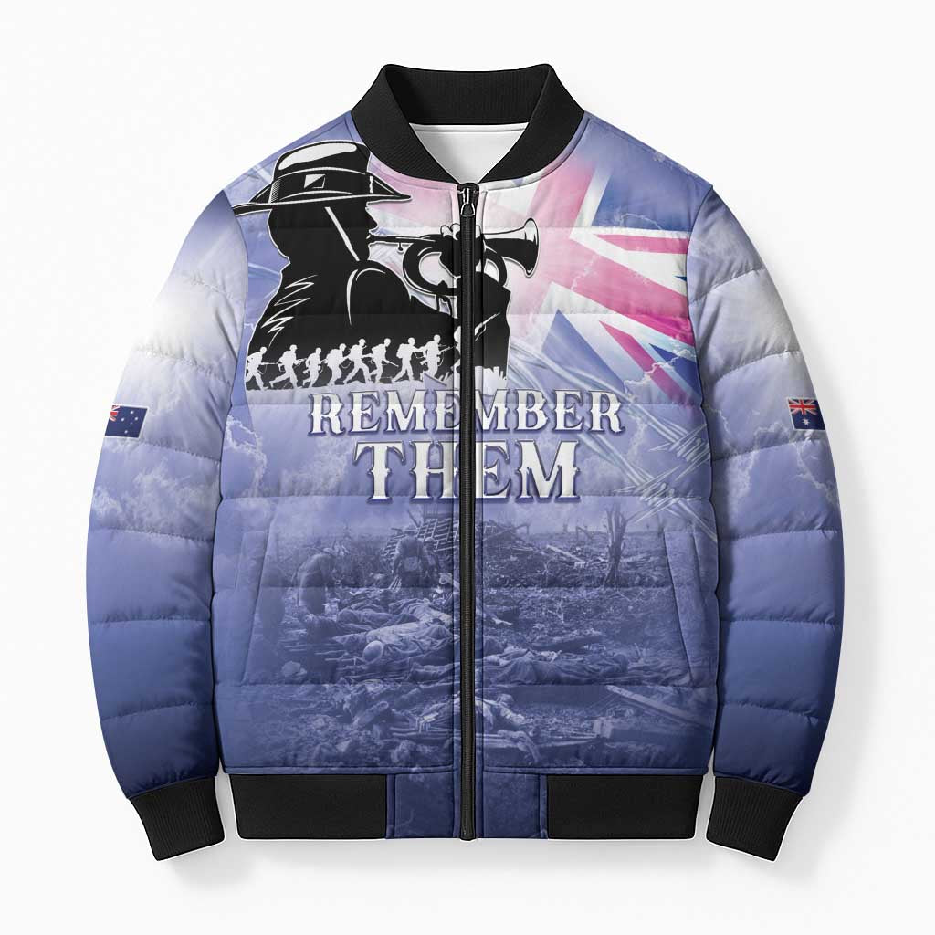 Australia ANZAC Day Bomber Puffer Jacket Battle Of Passchendaele Remember Them