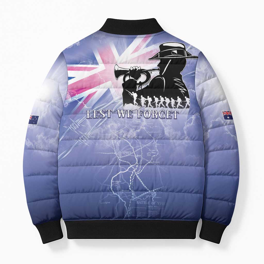 Australia ANZAC Day Bomber Puffer Jacket Battle Of Passchendaele Remember Them