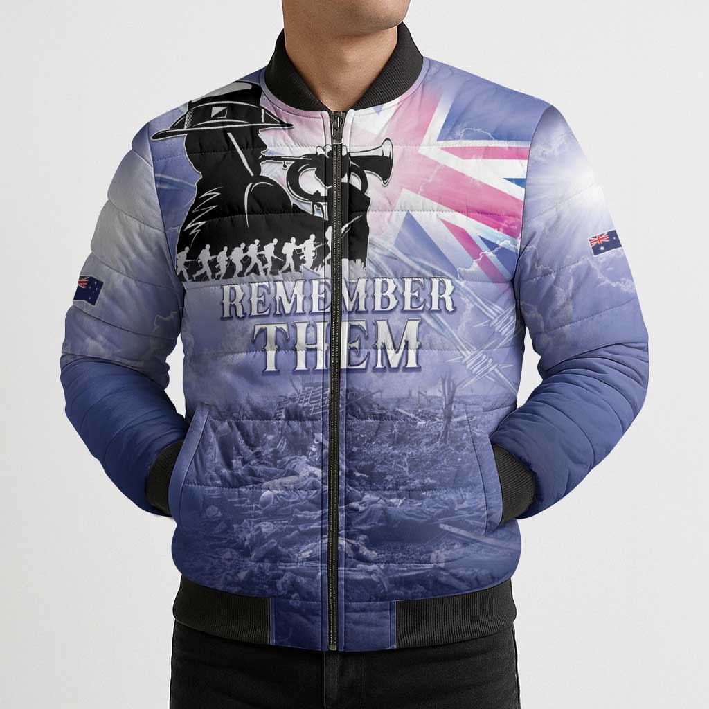 Australia ANZAC Day Bomber Puffer Jacket Battle Of Passchendaele Remember Them