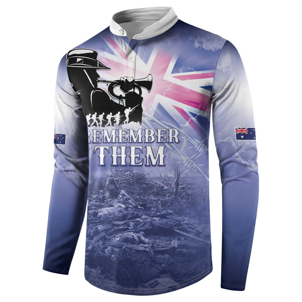 Australia ANZAC Day Button Sweatshirt Battle Of Passchendaele Remember Them