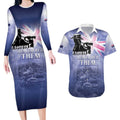 Australia ANZAC Day Couples Matching Long Sleeve Bodycon Dress and Hawaiian Shirt Battle Of Passchendaele Remember Them