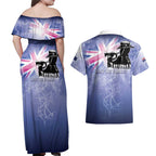 Australia ANZAC Day Couples Matching Off Shoulder Maxi Dress and Hawaiian Shirt Battle Of Passchendaele Remember Them