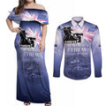 Australia ANZAC Day Couples Matching Off Shoulder Maxi Dress and Long Sleeve Button Shirt Battle Of Passchendaele Remember Them