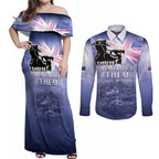Australia ANZAC Day Couples Matching Off Shoulder Maxi Dress and Long Sleeve Button Shirt Battle Of Passchendaele Remember Them