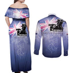 Australia ANZAC Day Couples Matching Off Shoulder Maxi Dress and Long Sleeve Button Shirt Battle Of Passchendaele Remember Them